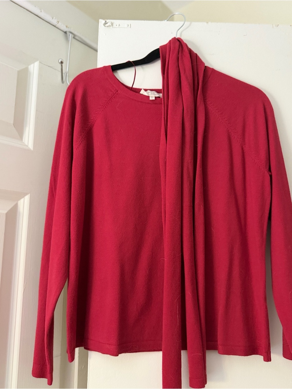 Women’s Red Crewneck Sweater with Scarf